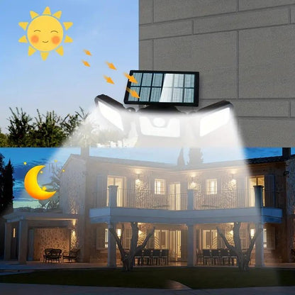 ☀️💡Solar-Wandleuchte mit 3 Leuchtenköpfen und Sensor-Beleuchtung