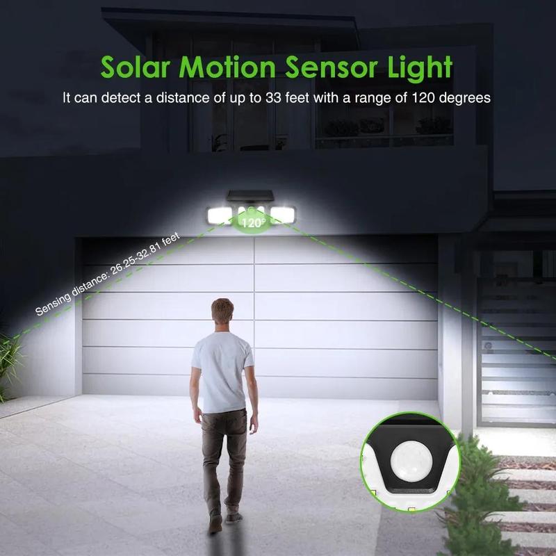 ☀️💡Solar-Wandleuchte mit 3 Leuchtenköpfen und Sensor-Beleuchtung