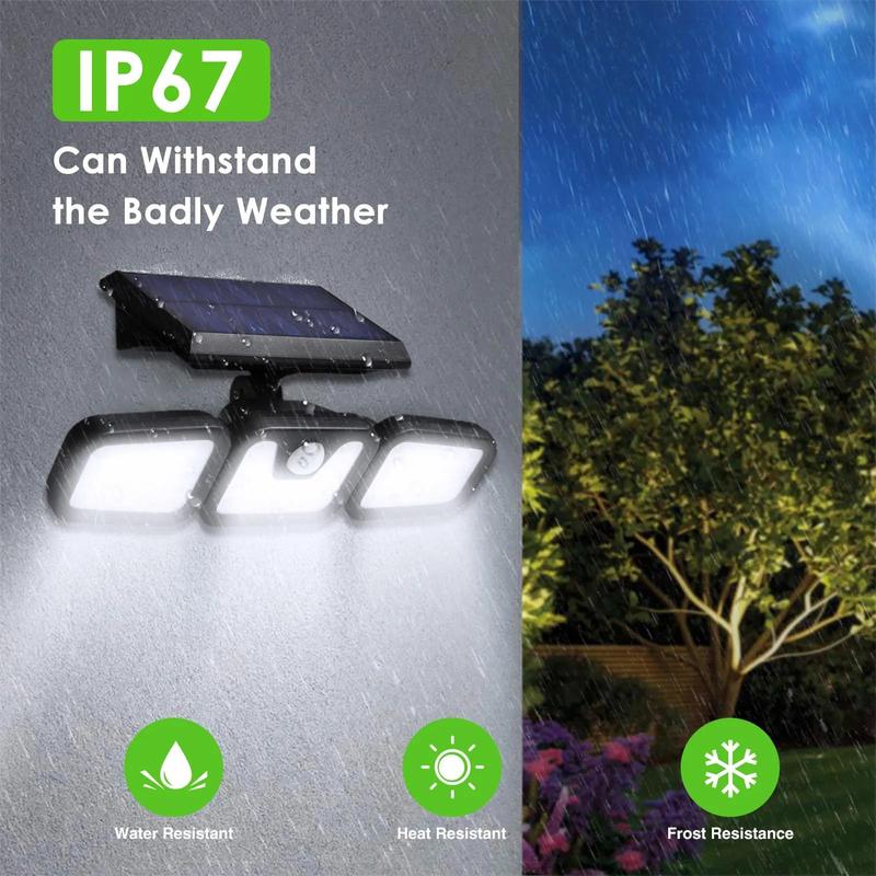 ☀️💡Solar-Wandleuchte mit 3 Leuchtenköpfen und Sensor-Beleuchtung