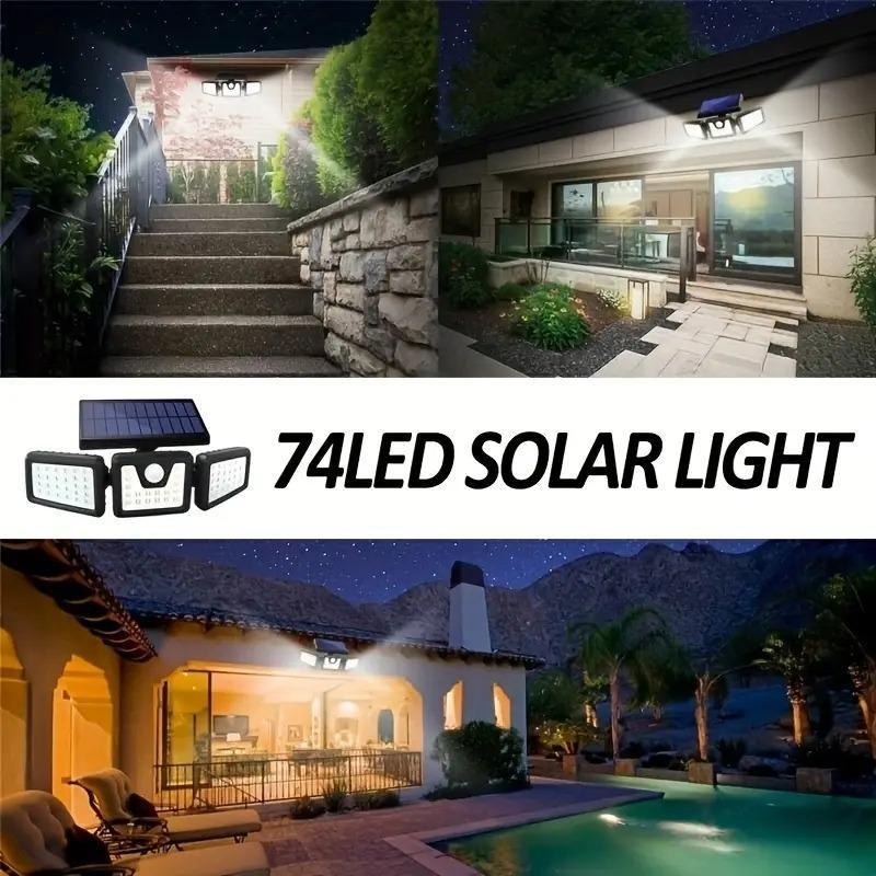 ☀️💡Solar-Wandleuchte mit 3 Leuchtenköpfen und Sensor-Beleuchtung