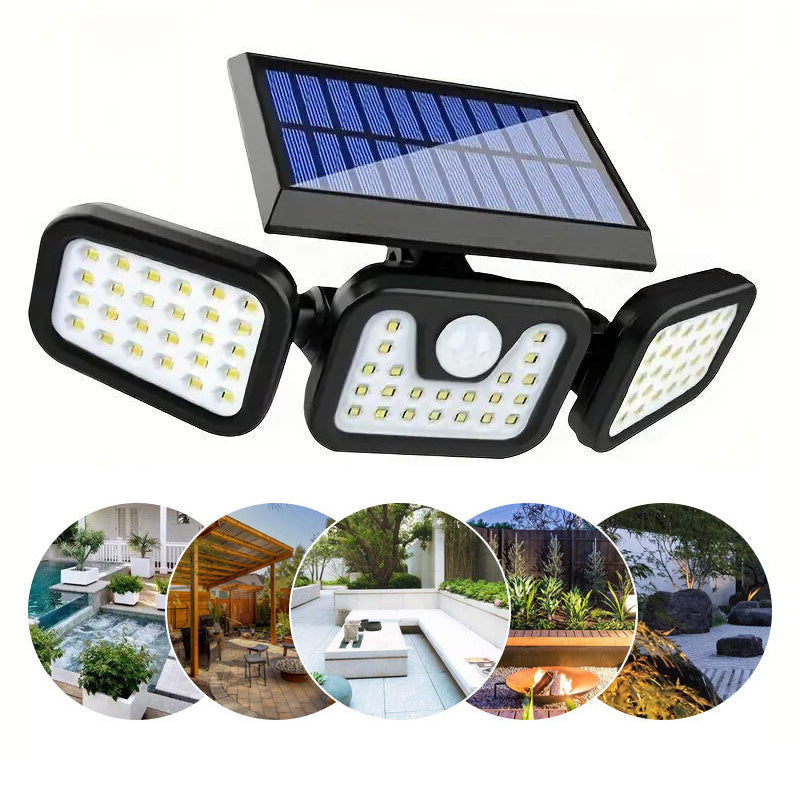 ☀️💡Solar-Wandleuchte mit 3 Leuchtenköpfen und Sensor-Beleuchtung