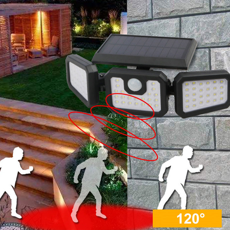 ☀️💡Solar-Wandleuchte mit 3 Leuchtenköpfen und Sensor-Beleuchtung