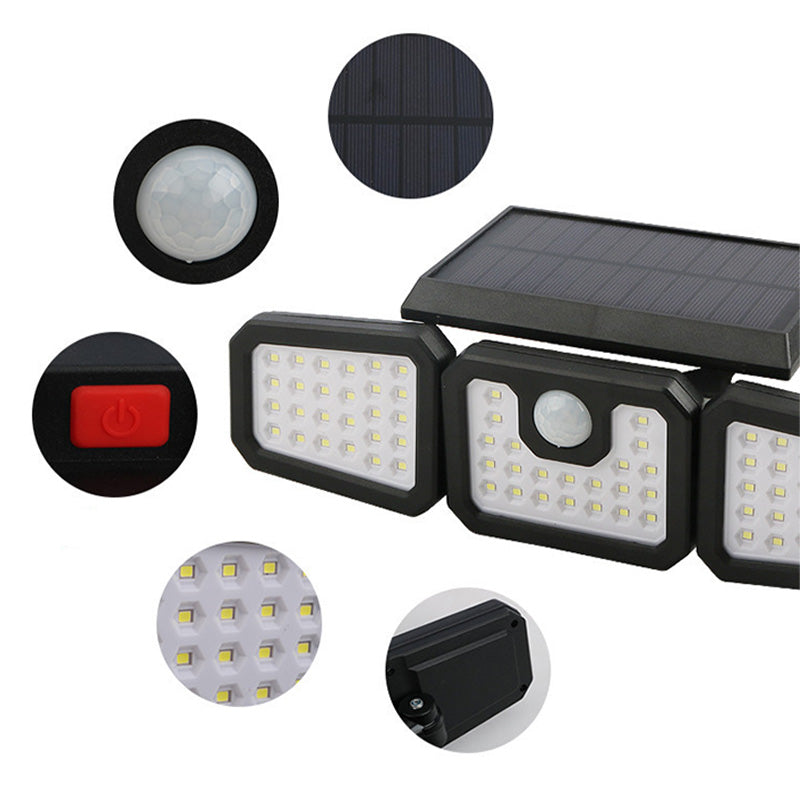☀️💡Solar-Wandleuchte mit 3 Leuchtenköpfen und Sensor-Beleuchtung
