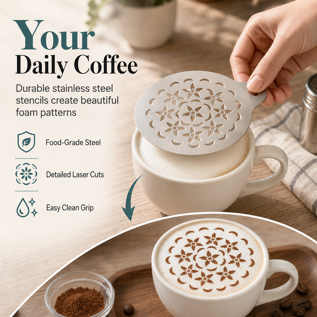☕ Schablone für Latte Art aus Edelstahl