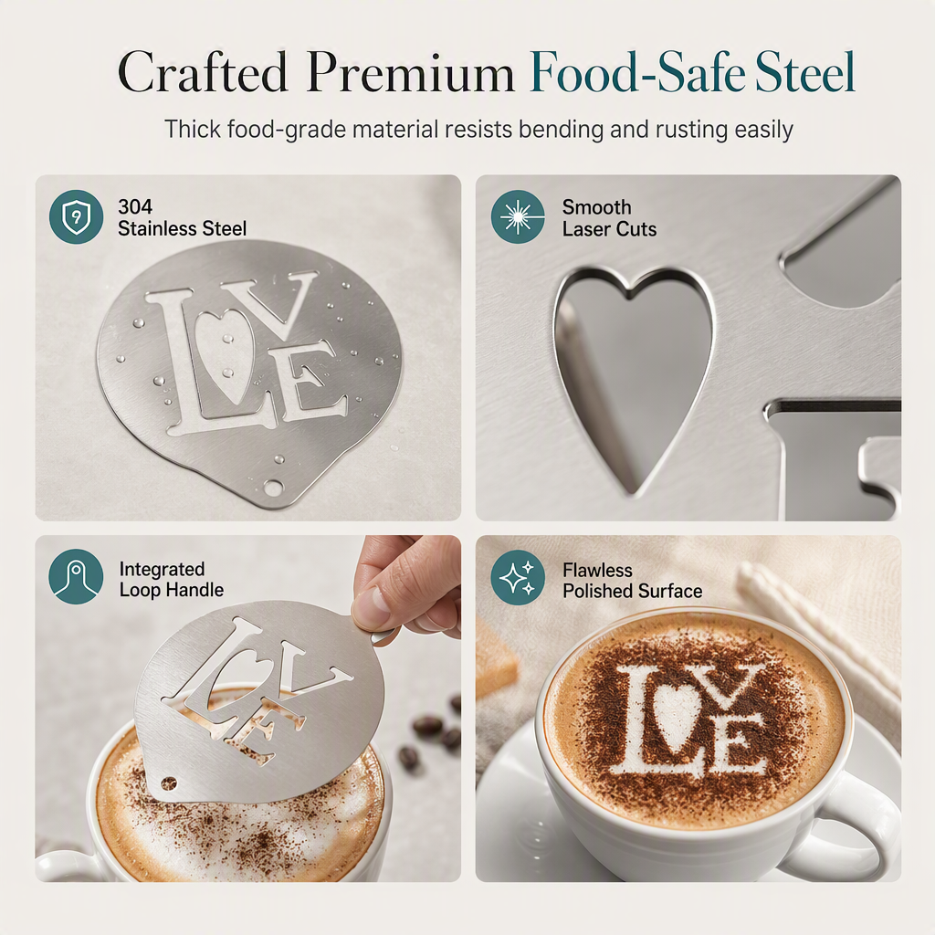 ☕ Schablone für Latte Art aus Edelstahl
