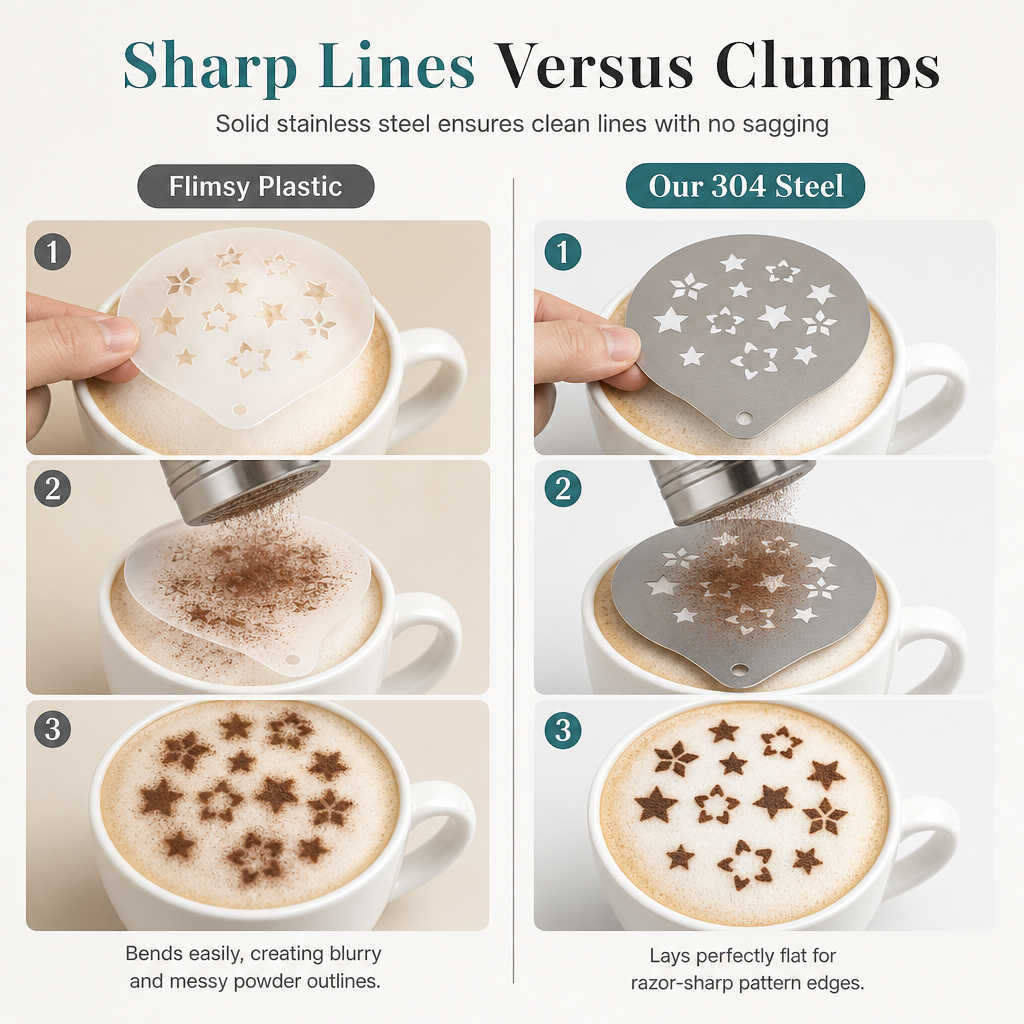 ☕ Schablone für Latte Art aus Edelstahl