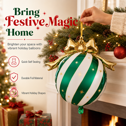 🎄🎈 Weihnachtsballon-Set mit Schleifen – Festliche Hängedekoration für Partys