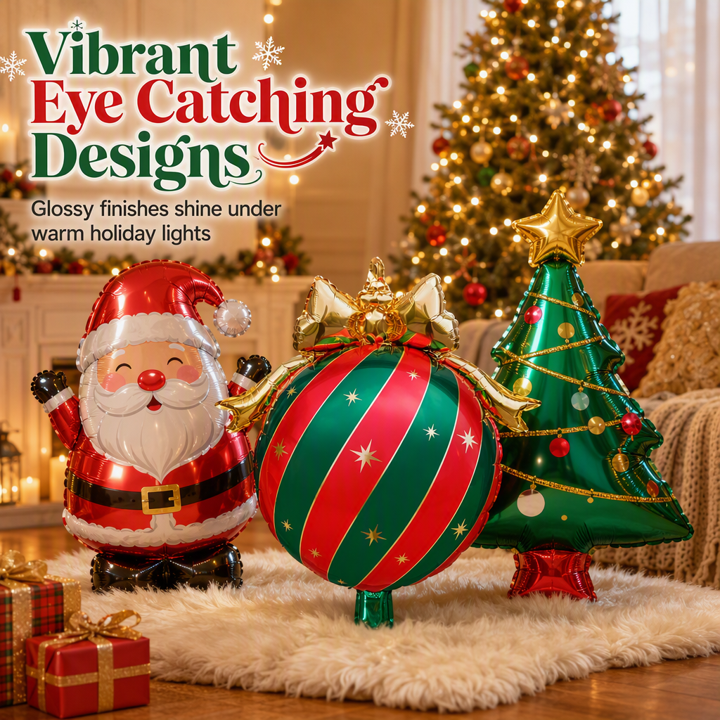 🎄🎈 Weihnachtsballon-Set mit Schleifen – Festliche Hängedekoration für Partys