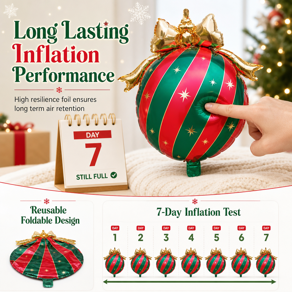 🎄🎈 Weihnachtsballon-Set mit Schleifen – Festliche Hängedekoration für Partys