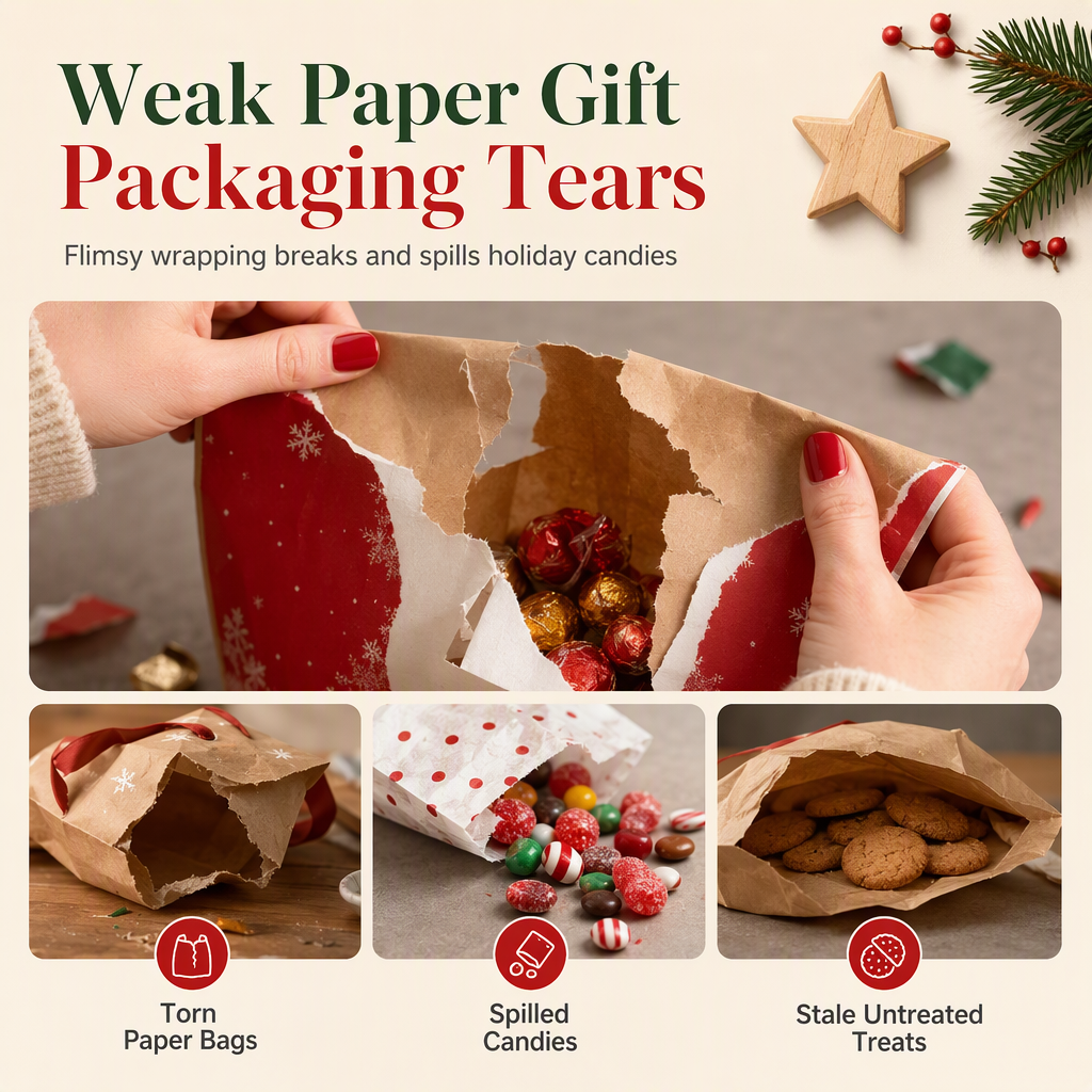 🎄Niedliche, transparente Geschenktüte in Form eines Weihnachtsbaums mit Henkel