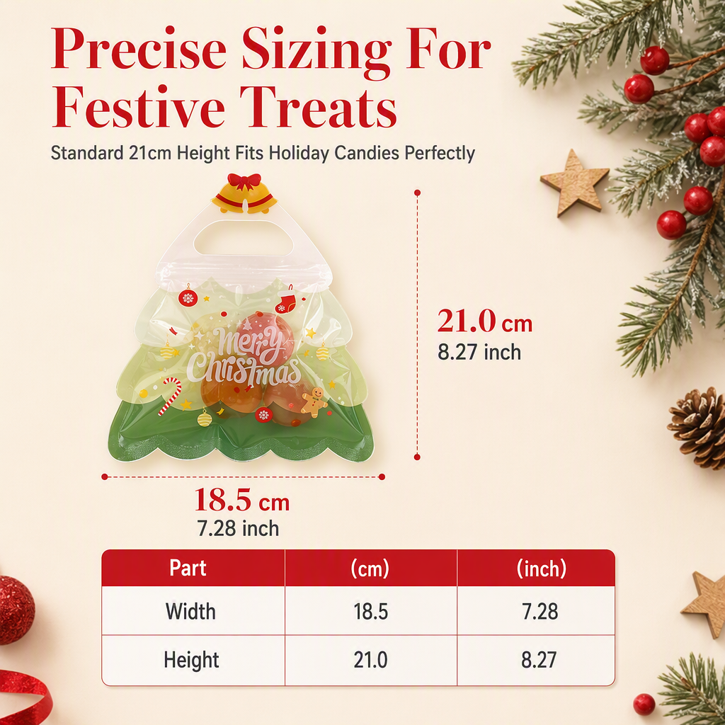 🎄Niedliche, transparente Geschenktüte in Form eines Weihnachtsbaums mit Henkel