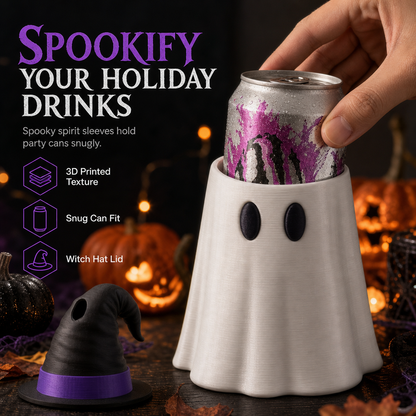 👻3D-gedruckter Halloween-Dosenhalter mit Hexenhutdeckel