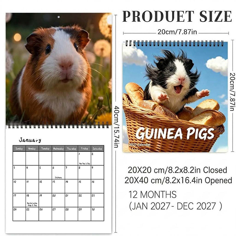 🗓️🔥2027 Lustiger, niedlicher Meerschweinchen-Wandkalender