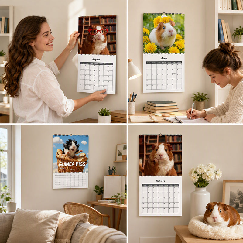 🗓️🔥2027 Lustiger, niedlicher Meerschweinchen-Wandkalender