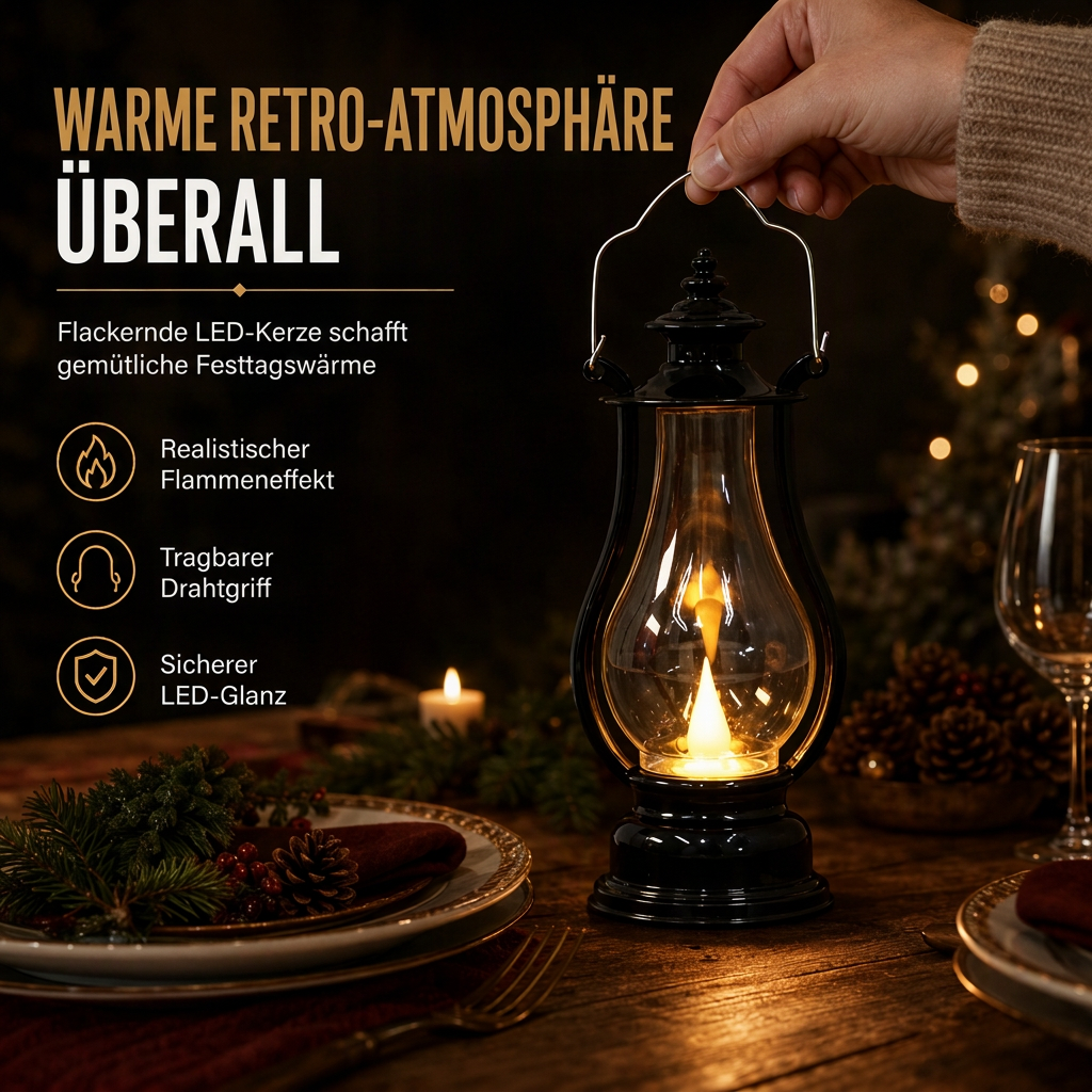 ⏳Zeitlich begrenztes Angebot: 50 % Rabatt⏰ Vintage LED-Dekorationslaterne | Hitzefreies, flackerndes Flammenbild für ein Retro-Ambiente🕯️🏮