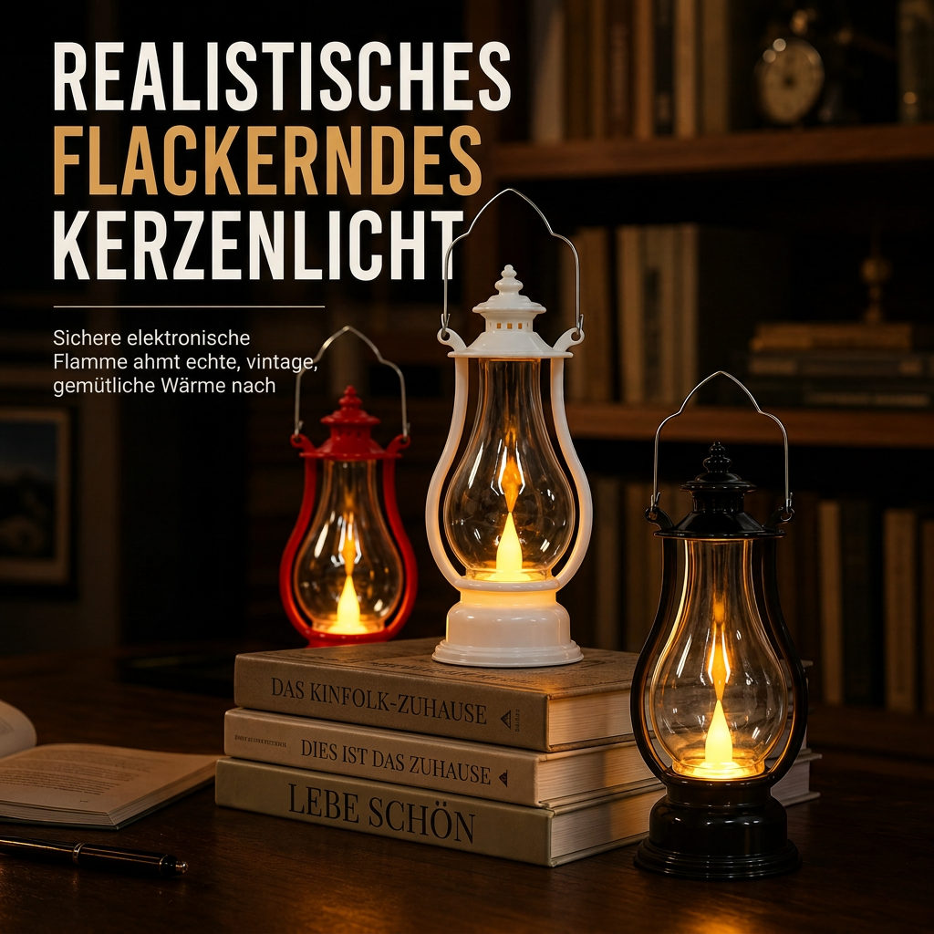 ⏳Zeitlich begrenztes Angebot: 50 % Rabatt⏰ Vintage LED-Dekorationslaterne | Hitzefreies, flackerndes Flammenbild für ein Retro-Ambiente🕯️🏮