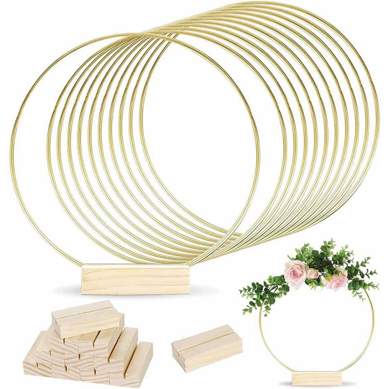 ⏳Zeitlich begrenztes Angebot: 50 % Rabatt⏰Goldener Metall-Blumenring-Tischdekoration mit Holzständer🌸✨