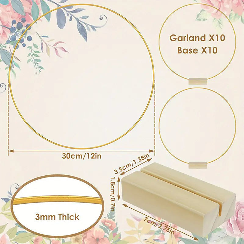 ⏳Zeitlich begrenztes Angebot: 50 % Rabatt⏰Goldener Metall-Blumenring-Tischdekoration mit Holzständer🌸✨