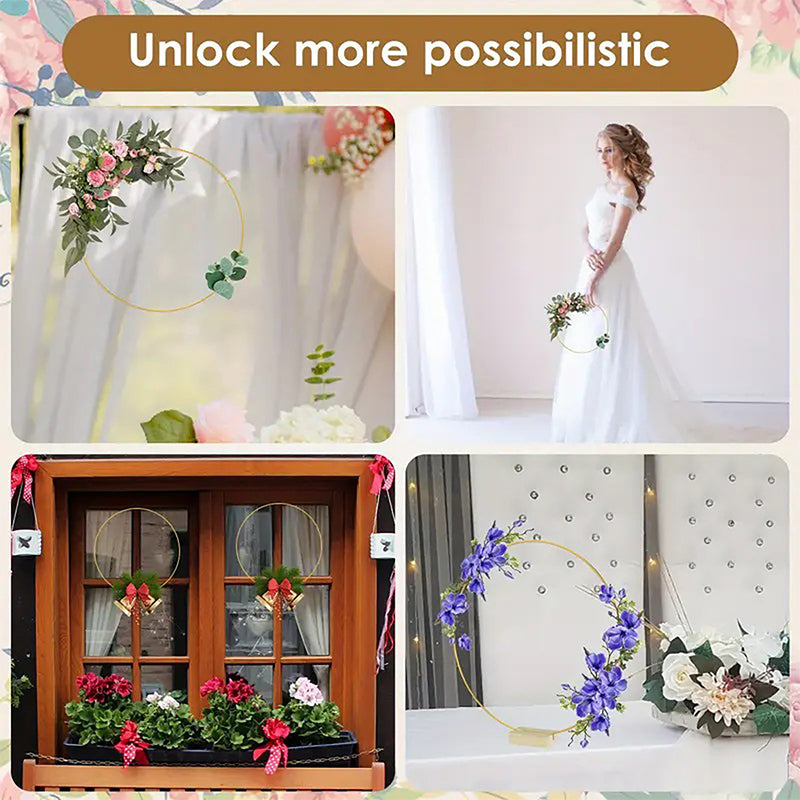 ⏳Zeitlich begrenztes Angebot: 50 % Rabatt⏰Goldener Metall-Blumenring-Tischdekoration mit Holzständer🌸✨