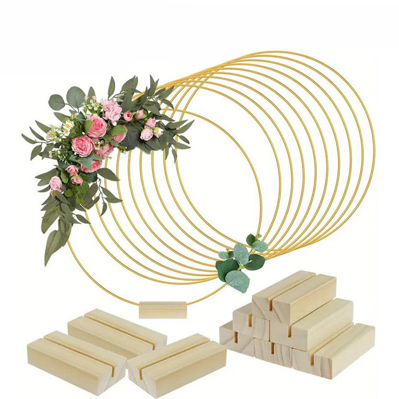 ⏳Zeitlich begrenztes Angebot: 50 % Rabatt⏰Goldener Metall-Blumenring-Tischdekoration mit Holzständer🌸✨