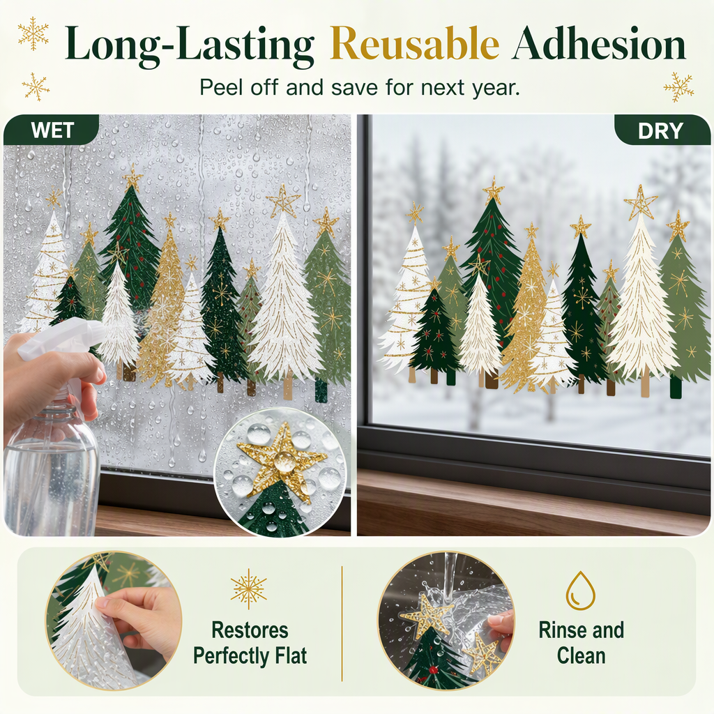 🎁🎄Weihnachtsangebot: 50 % Rabatt!💞Über 50.000 verkauft!⏳✨ 3-teiliges Weihnachtsfenster-Aufkleber-Set – Klebefreie, statische Weihnachtsdeko