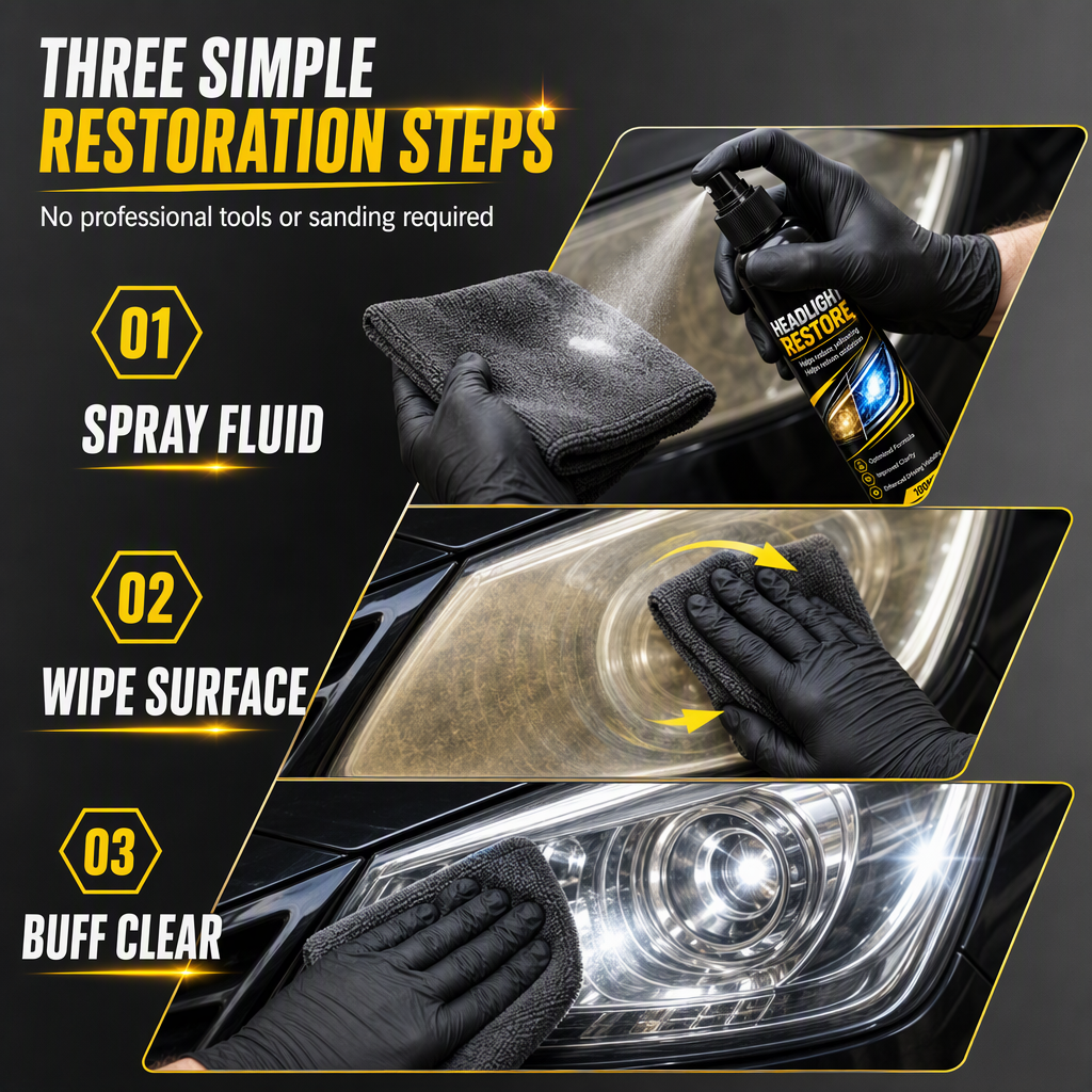 🔥🎁 2+1 GRATIS!!🚗💡Schnell wirkendes Scheinwerfer-Restaurierungsspray
