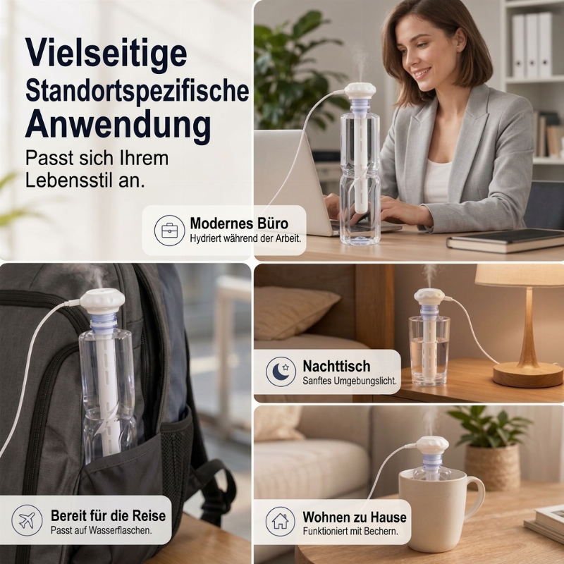 Tragbarer USB-Luftbefeuchter mit Kaltvernebelung – Leiser Tischluftbefeuchter mit austauschbaren Baumwolldochten für Zuhause und Büro