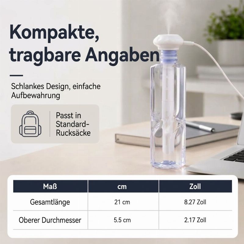 Tragbarer USB-Luftbefeuchter mit Kaltvernebelung – Leiser Tischluftbefeuchter mit austauschbaren Baumwolldochten für Zuhause und Büro