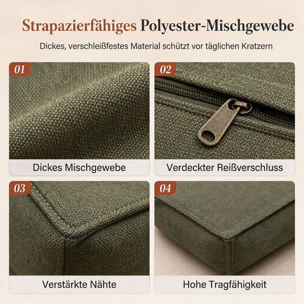 📢📢50 % RABATT!! ⏰Hockerbezug mit Aufbewahrungsfunktion: Mit Kleidung befüllbar, bis 100 kg belastbar, mit breitem Reißverschluss, waschbar, 45 x 45 x 23 cm