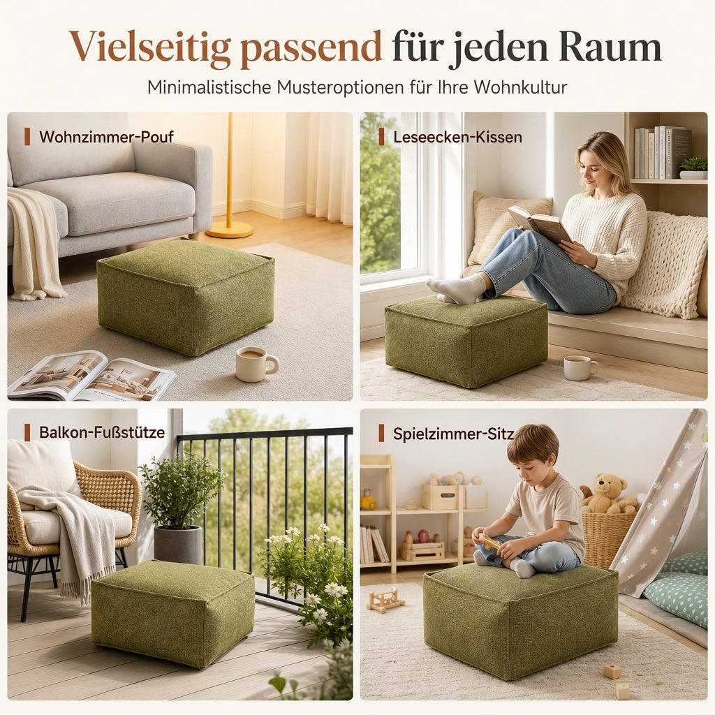 📢📢50 % RABATT!! ⏰Hockerbezug mit Aufbewahrungsfunktion: Mit Kleidung befüllbar, bis 100 kg belastbar, mit breitem Reißverschluss, waschbar, 45 x 45 x 23 cm