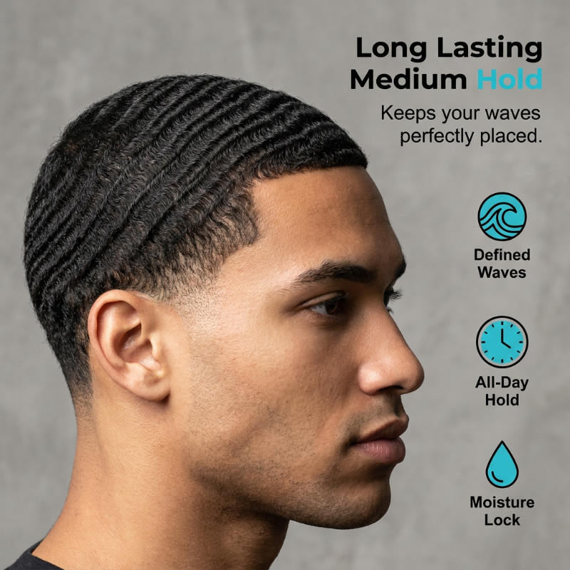 Wave Pomade, Haarwachs mit mittlerem Halt, wasserbasiert, hochglänzend