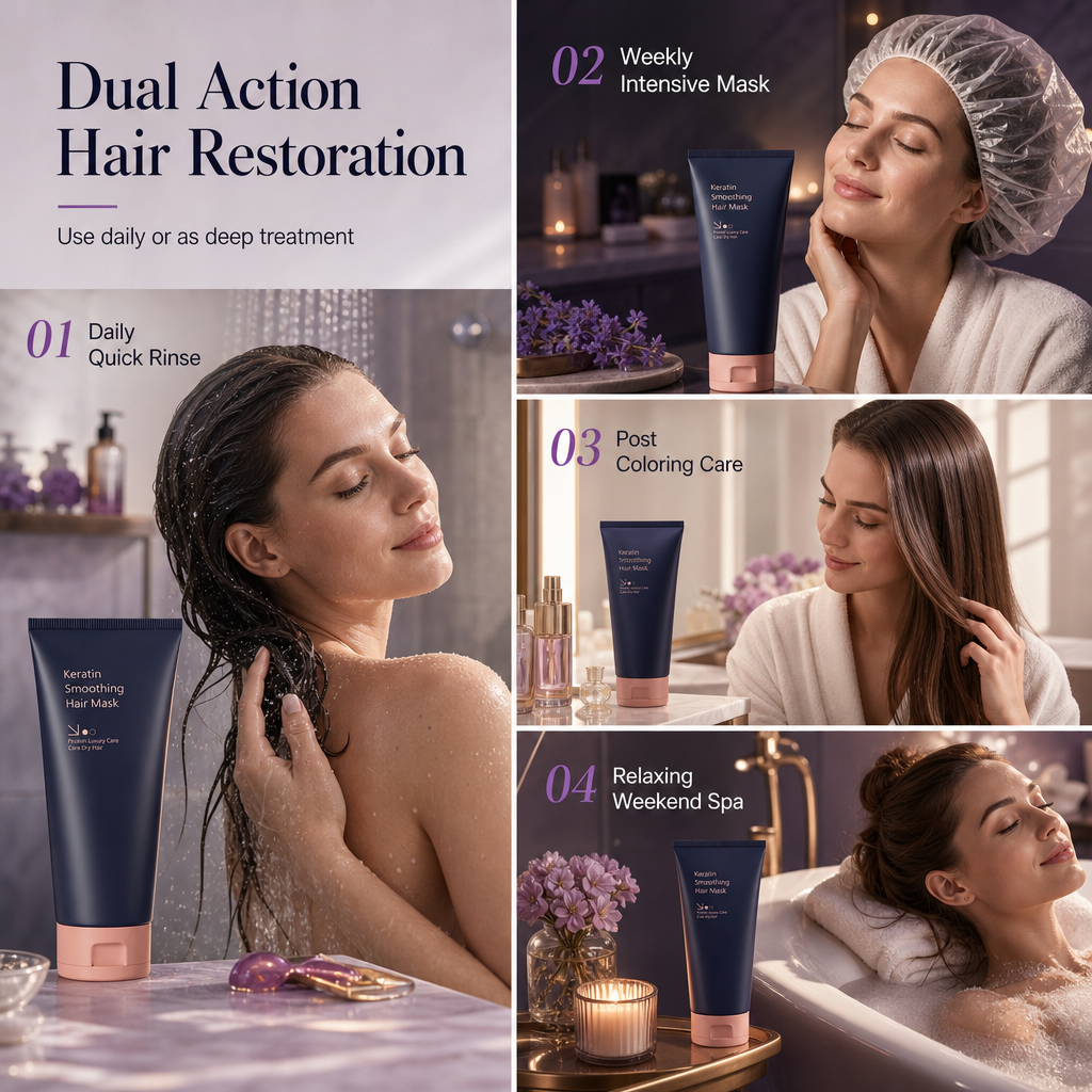 📢📢2 KAUFEN, 1 GRATIS! ⏰Keratin-Glättungs-Haarmaske 320 ml – Nährende und reparierende Pflege für trockenes, krauses und geschädigtes Haar