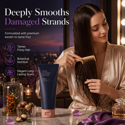 📢📢2 KAUFEN, 1 GRATIS! ⏰Keratin-Glättungs-Haarmaske 320 ml – Nährende und reparierende Pflege für trockenes, krauses und geschädigtes Haar