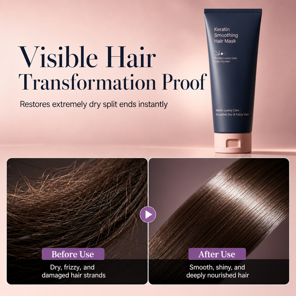📢📢2 KAUFEN, 1 GRATIS! ⏰Keratin-Glättungs-Haarmaske 320 ml – Nährende und reparierende Pflege für trockenes, krauses und geschädigtes Haar