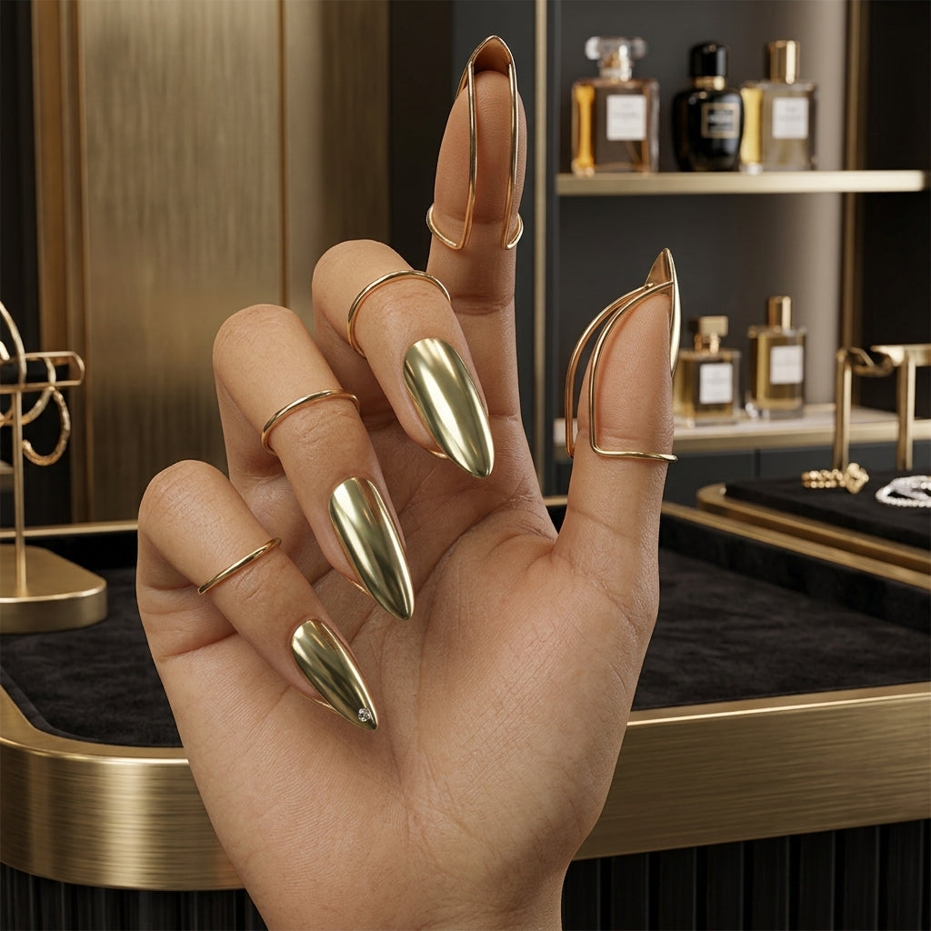 💍Metallischer Fingernagelring ✨Modisches Nagelschmuck-Accessoire