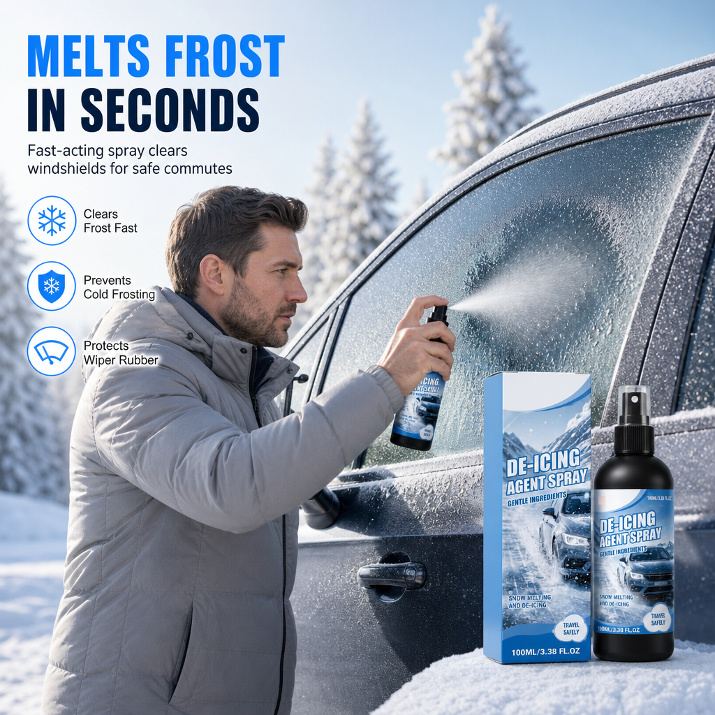 ❄️Enteisungs- und Schneeschmelzspray für Autoscheiben und Fenster im Winter, 100 ml