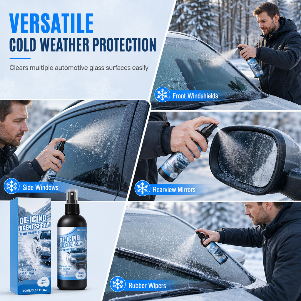 ❄️Enteisungs- und Schneeschmelzspray für Autoscheiben und Fenster im Winter, 100 ml
