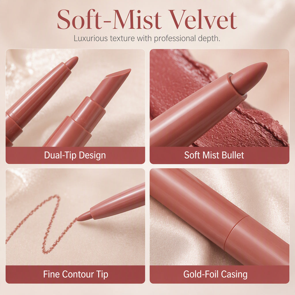 💄2-in-1 Lipliner und matter Lippenstift mit zwei Enden