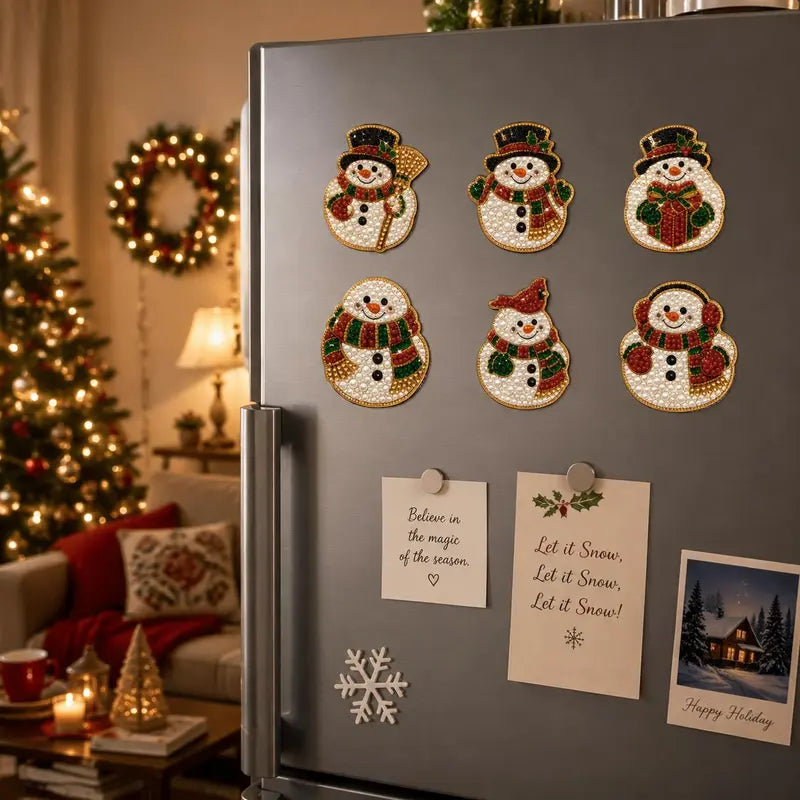 🎄50 % Rabatt!!🎅6-teiliges DIY-Kühlschrankmagnet-Set mit Weihnachtsmann-Diamantmalerei