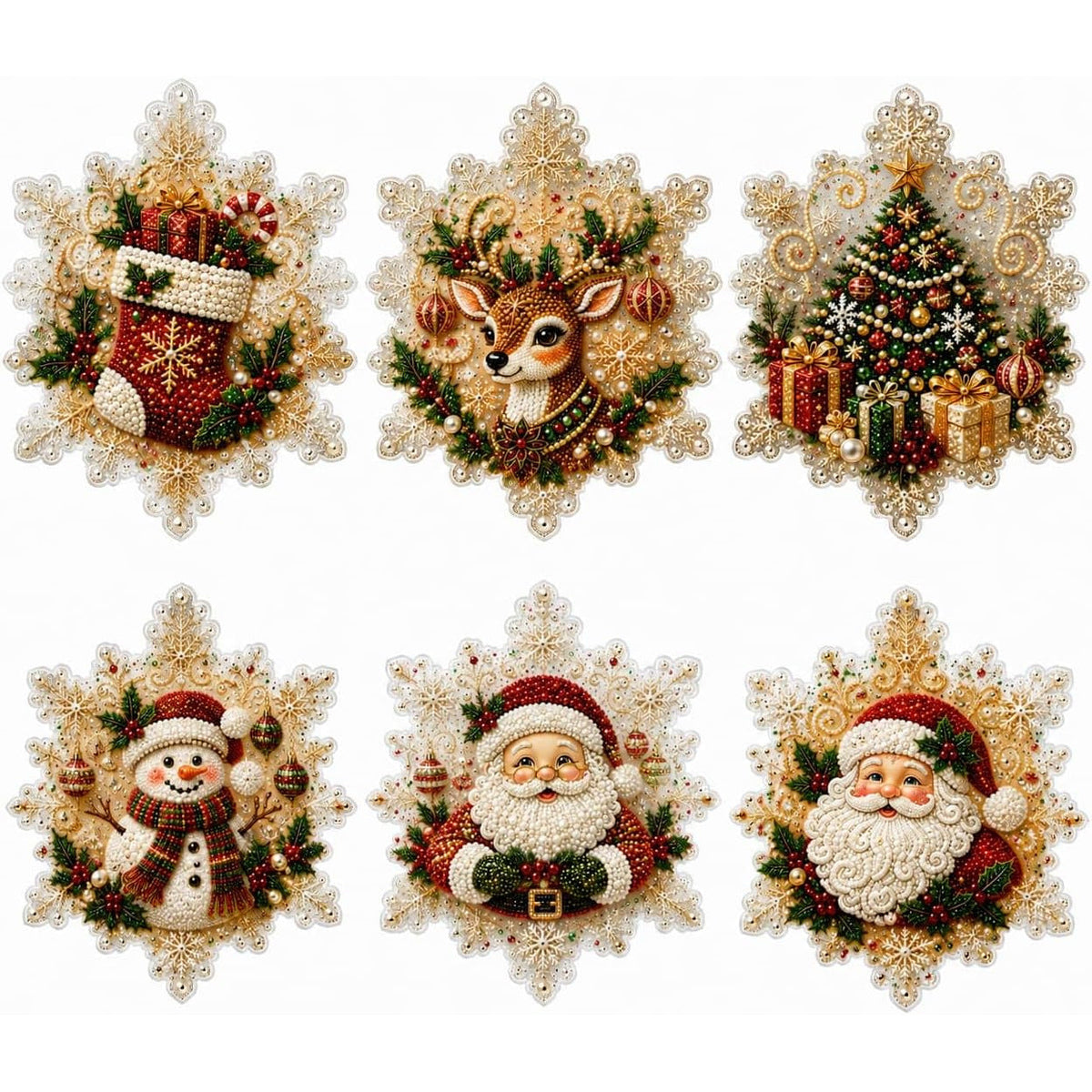 🎄50 % Rabatt!!🎅6-teiliges DIY-Kühlschrankmagnet-Set mit Weihnachtsmann-Diamantmalerei