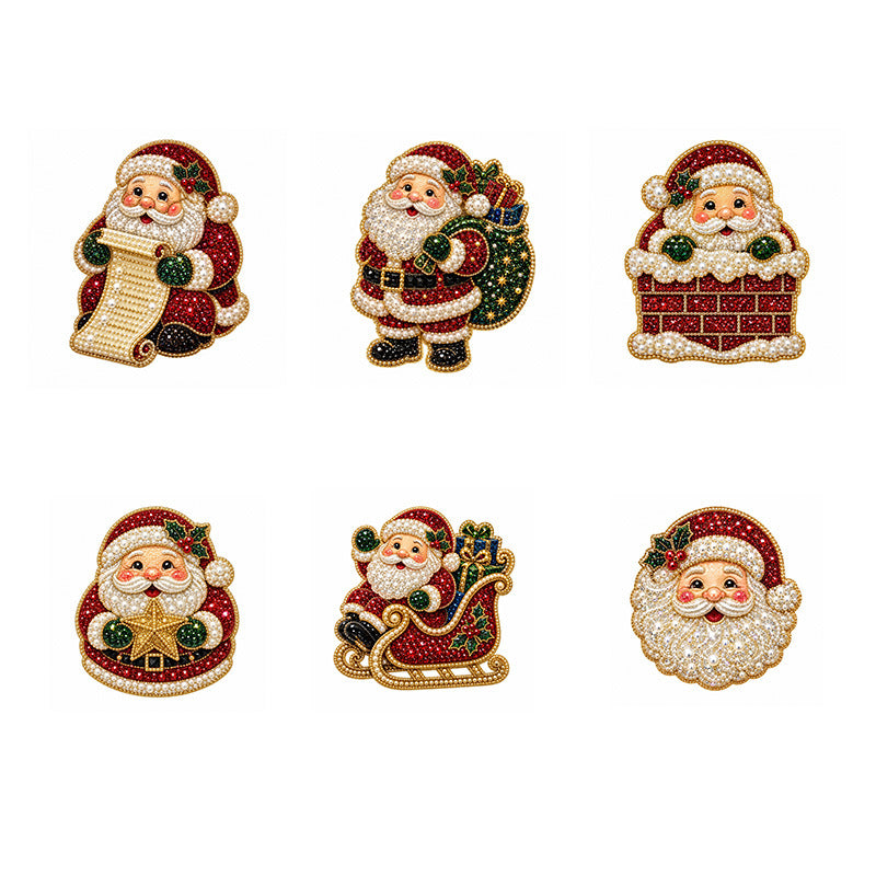 🎄50 % Rabatt!!🎅6-teiliges DIY-Kühlschrankmagnet-Set mit Weihnachtsmann-Diamantmalerei