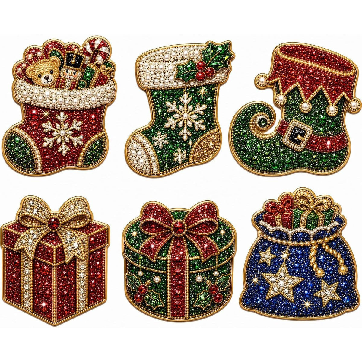 🎄50 % Rabatt!!🎅6-teiliges DIY-Kühlschrankmagnet-Set mit Weihnachtsmann-Diamantmalerei
