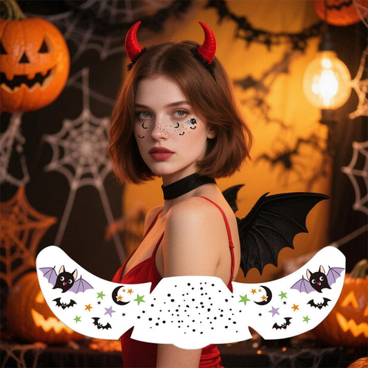 🎃Heute 50 % Rabatt!👻 Halloween-Gesichtstattoo-Aufkleber – Kein Kleckern mit Farbe, einfach mit Wasser auftragen – Fledermäuse, Kürbisse & Narben – wasserfest, hautfreundlich – in Sekundenschnelle! ✨