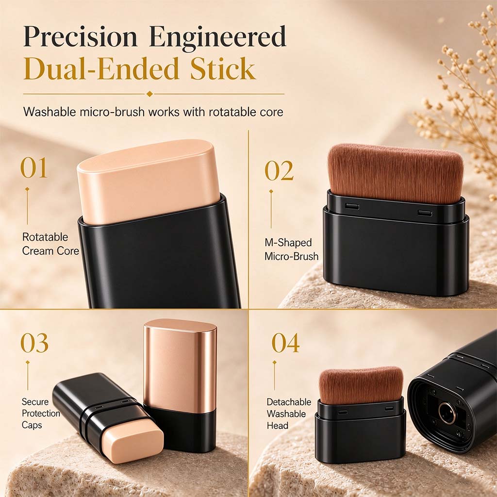 🌈✨Doppelseitiger, feuchtigkeitsspendender Stift mit Pinsel für langanhaltende, makellose Deckkraft – Concealer