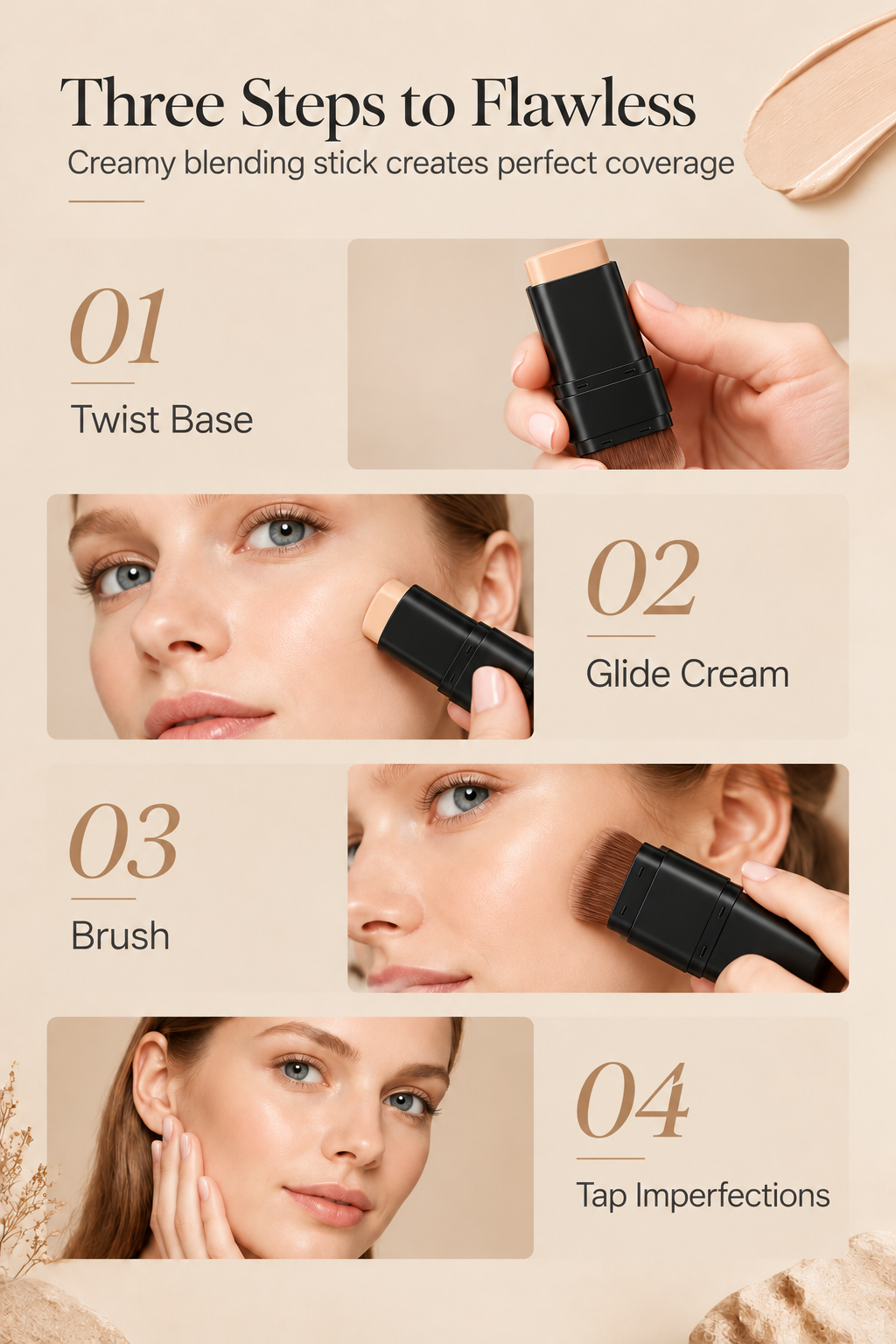 🌈✨Doppelseitiger, feuchtigkeitsspendender Stift mit Pinsel für langanhaltende, makellose Deckkraft – Concealer