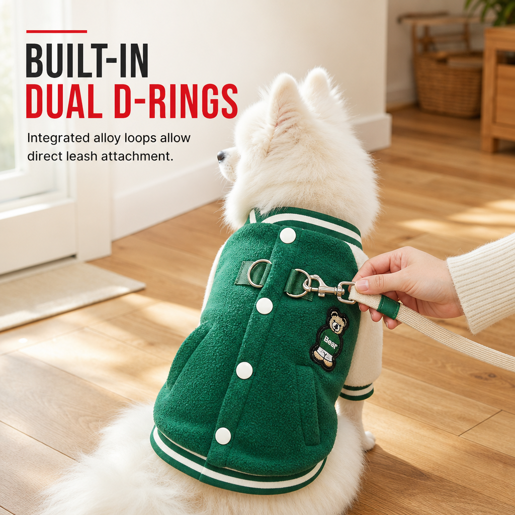 🐶❄️ Warmer, doppelseitiger Plüsch-Hundemantel – mit Leinen-D-Ringen und bequemer Passform
