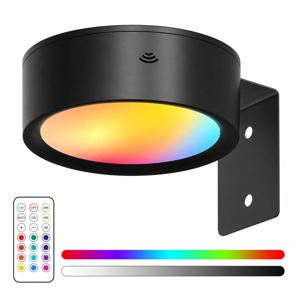 LED-Puck-Leuchten mit Fernbedienung, batteriebetrieben, RGB-Farbwechsel, Unterbauleuchten mit Druckknopf-Nachtlicht