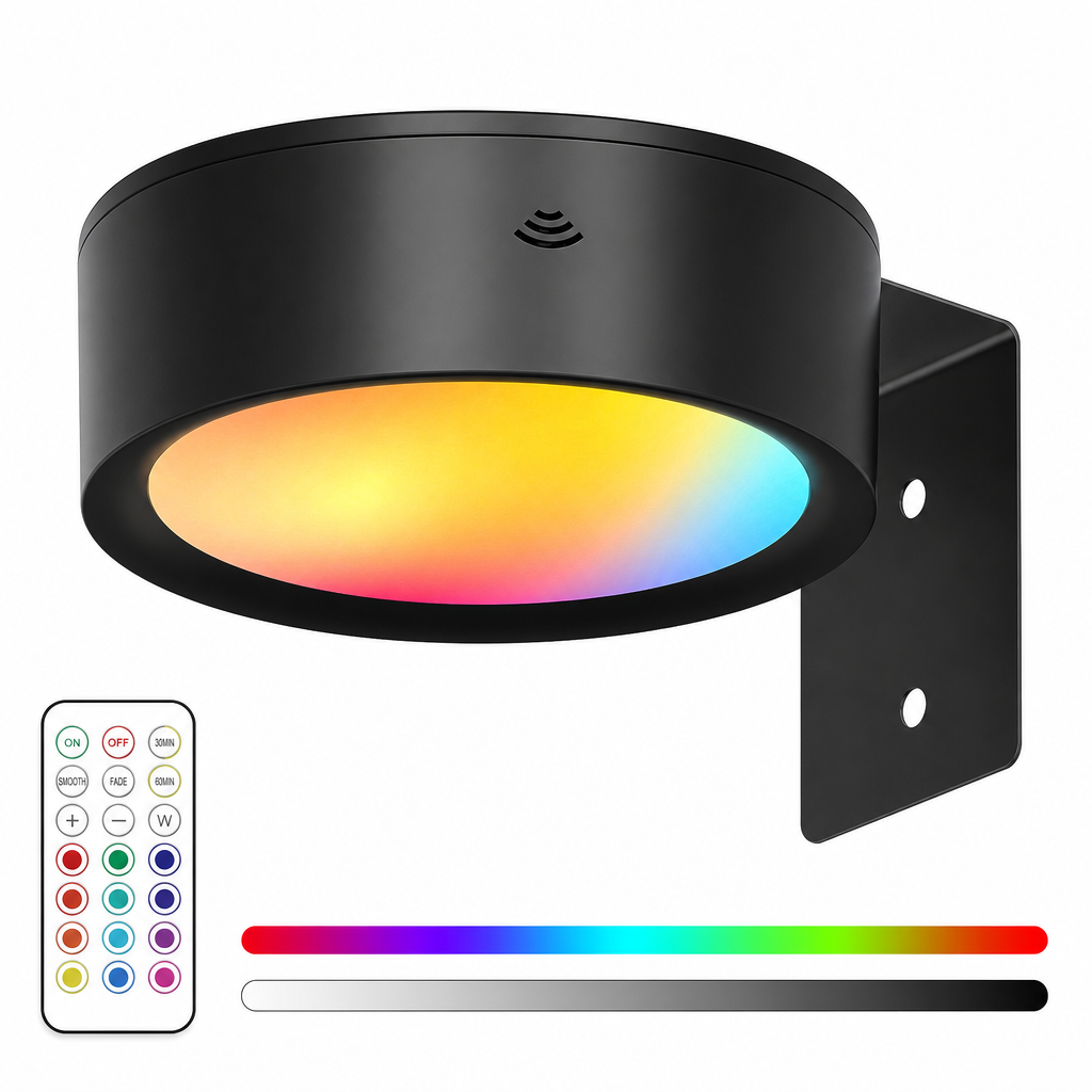 LED-Puck-Leuchten mit Fernbedienung, batteriebetrieben, RGB-Farbwechsel, Unterbauleuchten mit Druckknopf-Nachtlicht