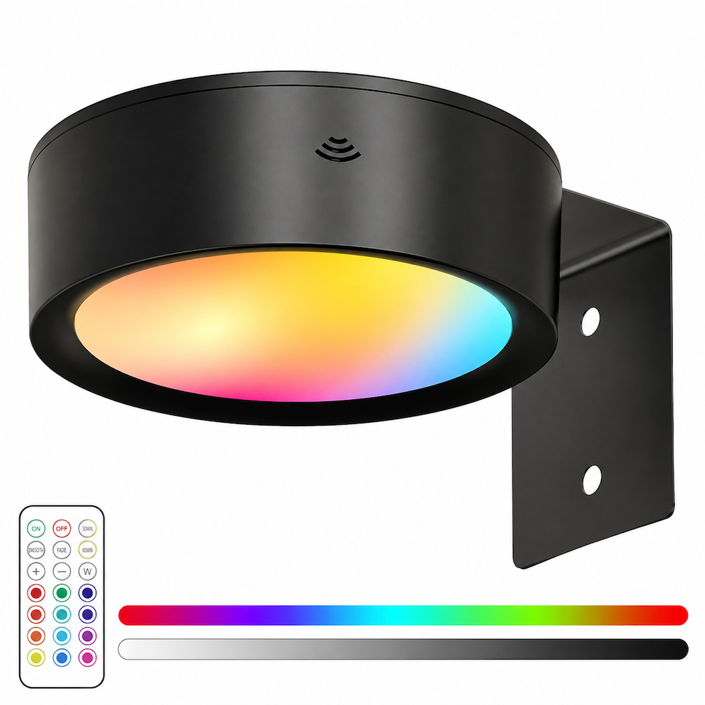 LED-Puck-Leuchten mit Fernbedienung, batteriebetrieben, RGB-Farbwechsel, Unterbauleuchten mit Druckknopf-Nachtlicht
