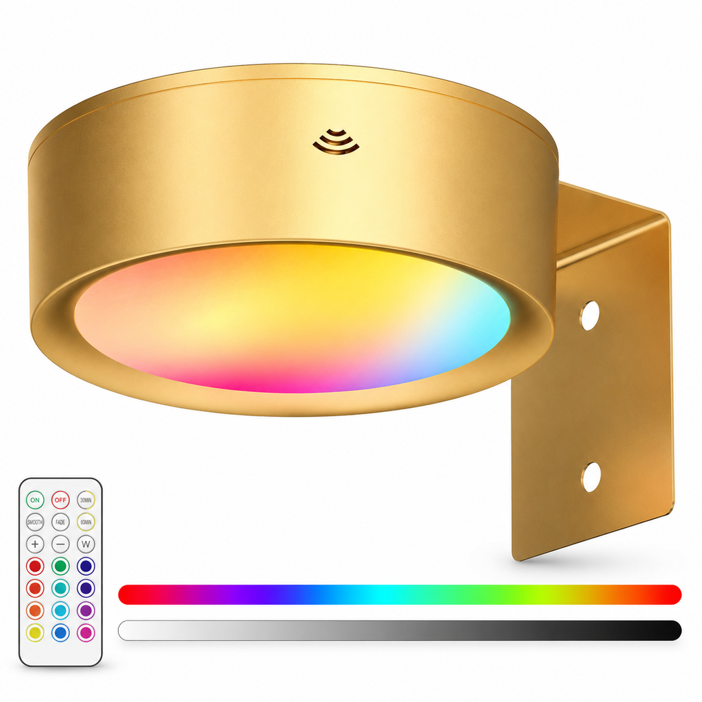 LED-Puck-Leuchten mit Fernbedienung, batteriebetrieben, RGB-Farbwechsel, Unterbauleuchten mit Druckknopf-Nachtlicht